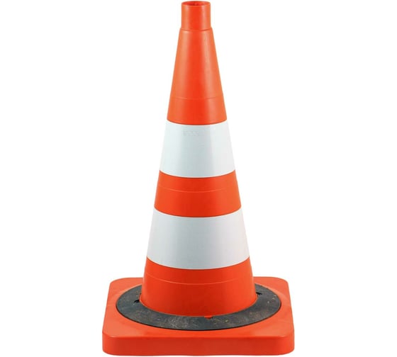Изображение товара Дорожный конус ТЕХНОЛОГИЯ КС-2.8.0 520 мм, мягкий, 2 светоотражающие полосы + утяжелитель (квадратное основание) Ц  00-00009313