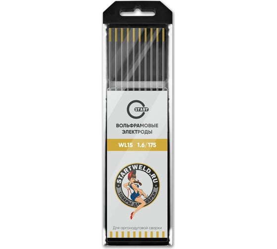 Изображение товара Вольфрамовые электроды WL 15 1.6х175 мм, золотые, 10 шт Start WL1516175U