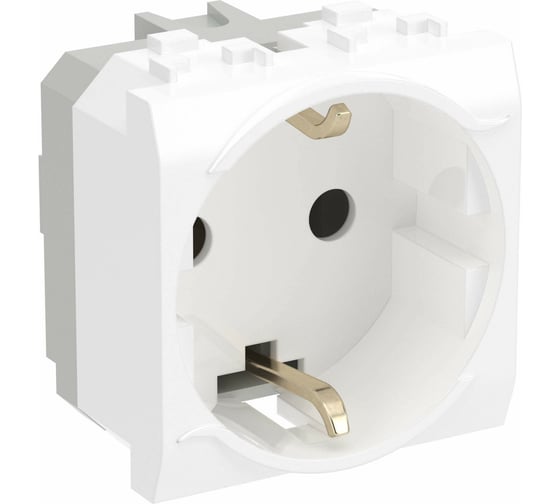 Изображение товара Двухмодульная электрическая розетка с заземлением и шторками, белая, DKC 76482B