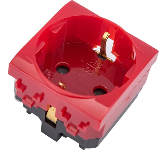 Изображение товара Двухмодульная электрическая розетка с заземлением и шторками, красная, DKC 76482R