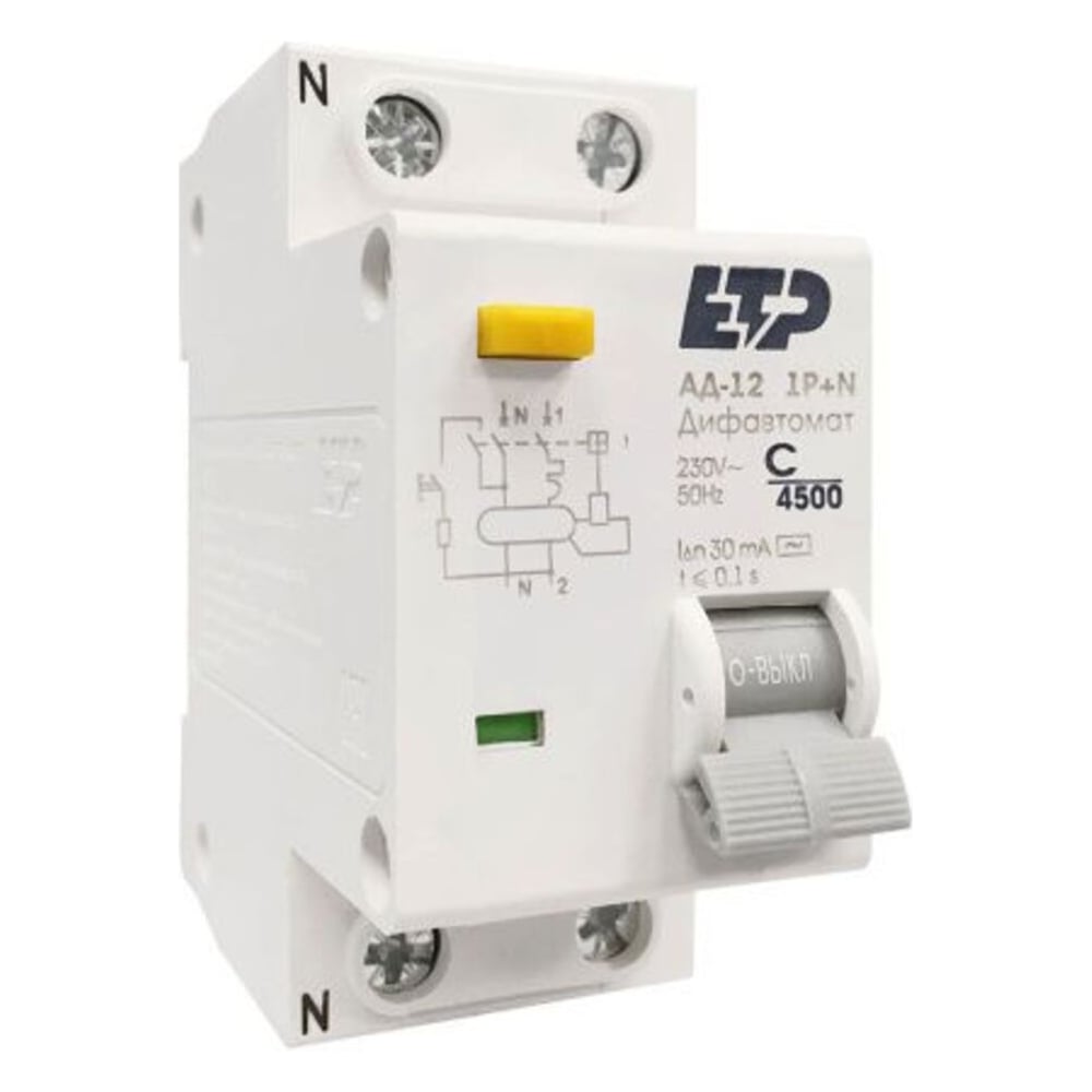 Изображение товара Дифференциальный автомат ETP 1P+N 20А 30мА модульный IP20