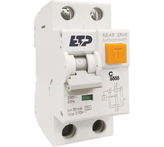 Изображение товара Дифференциальный автомат ETP 1P+N 32А тип A 30 мА 6 кА 19056