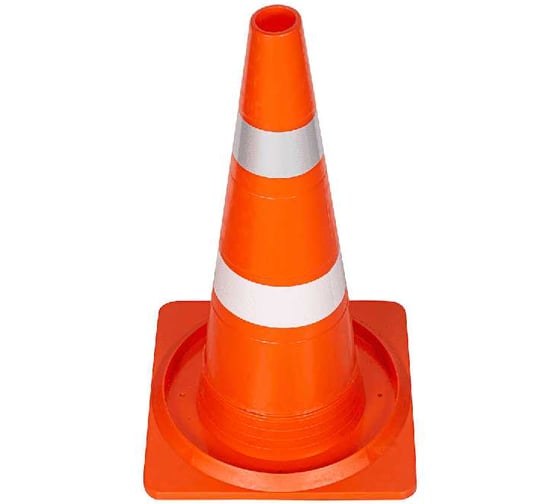 Изображение товара Дорожный конус Технология КС-2.6 520 мм, мягкий, комбинированный (КВАДРАТНОЕ ОСН) (1 светоотр., 1 белая полосы) Ц 00-00009531