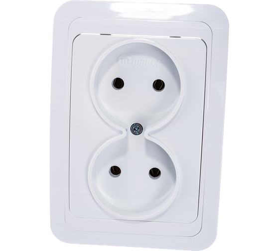 Изображение товара Двойная розетка без заземления, белая Makel Mimoza 12017