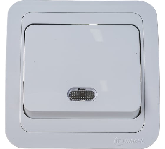 Изображение товара Одноклавишный выключатель с подсветкой, белый Makel Mimoza 12021