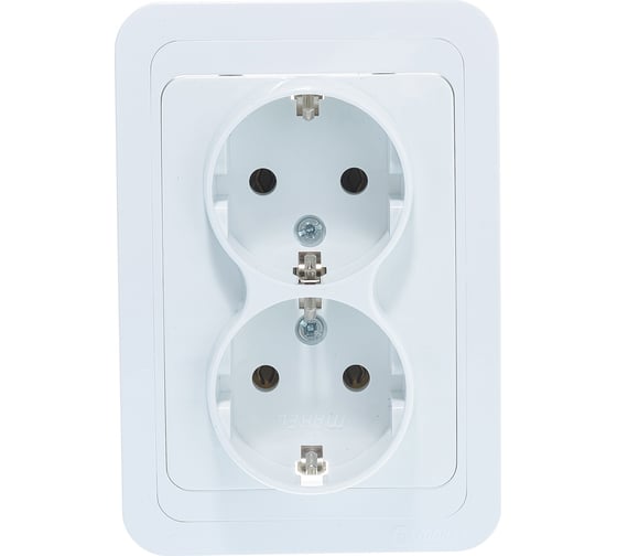 Изображение товара Двойная розетка с заземлением, белая Makel Mimoza 12082