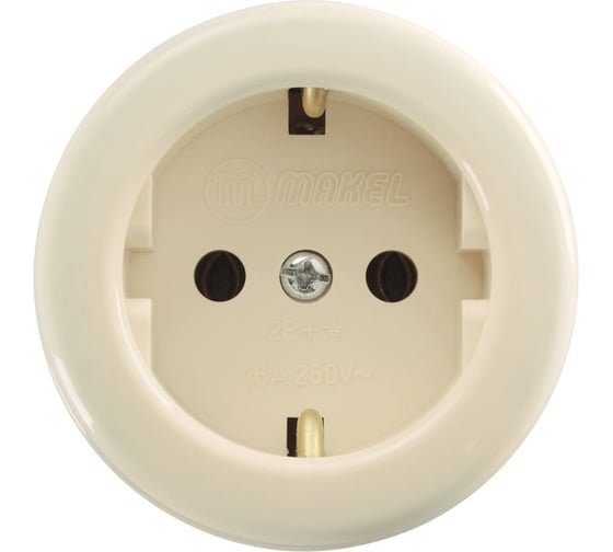 Изображение товара Розетка круглая накладная с заземлением Makel 16011