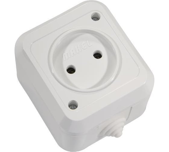 Изображение товара Розетка без заземления полугерметичная, белая Makel Nemilyer 18306