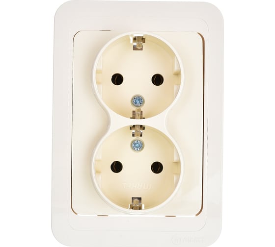 Изображение товара Розетка двойная с заземлением, крем Makel Mimoza 25082