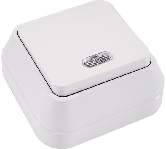 Изображение товара Выключатель Makel белый одноклавишный накладной с подсветкой 45121