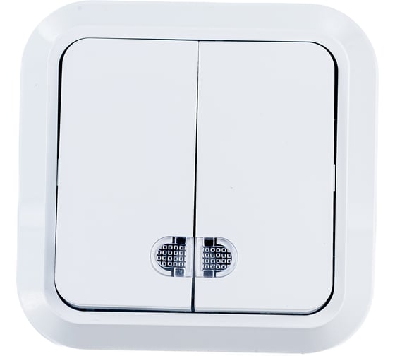 Изображение товара Двухклавишный накладной выключатель с подсветкой, белый, Makel 45123