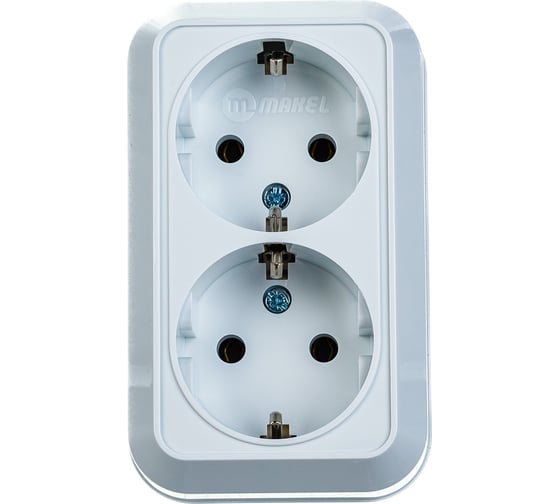Изображение товара Двойная розетка с заземлением, белая Makel 45182