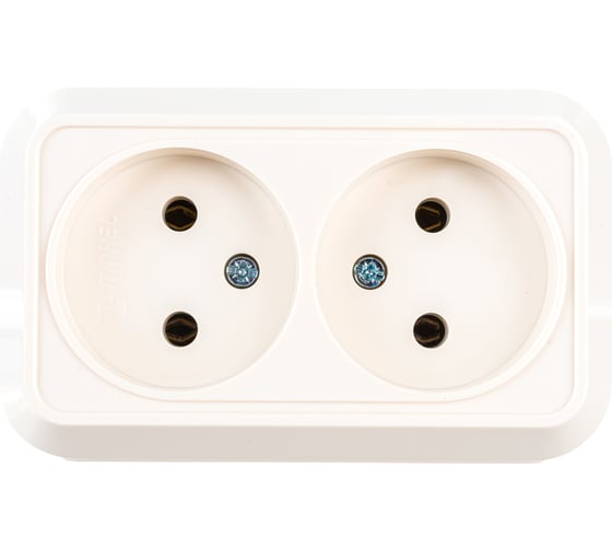 Изображение товара Двойная розетка без заземления, кремовая Makel 45217