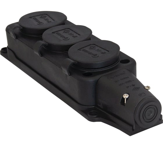 Изображение товара Колодка на 3 розетки TP Electric 16A 2P+E IP44 каучук. 3101-308-0300