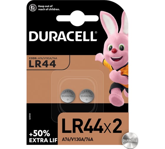 Изображение товара Щелочные батарейки Duracell, LR44 1,5V 2шт Б0009737