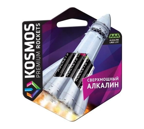 Изображение товара Батарейка KOSMOS premium ROCKETS LR03, 4 шт КОСМОС KOSLR03ROCKETS4BL