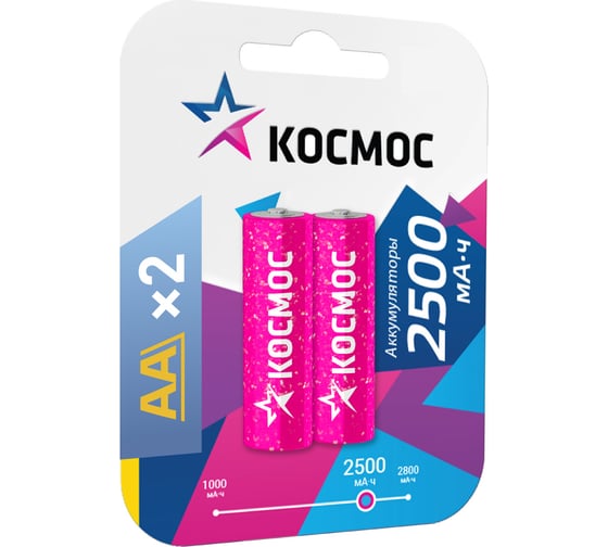Изображение товара Аккумулятор КОСМОС R6 NI-MN 2500мАч BP-2 KOCR6NIMH2500MAH2BL