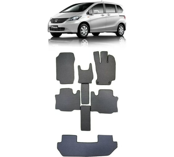 Изображение товара Ковры в салон автомобиля Eva Smart для honda freed правый руль 6мест 2010-2016, эва сота, черные c синей окантовкой 3483-B5B2-S