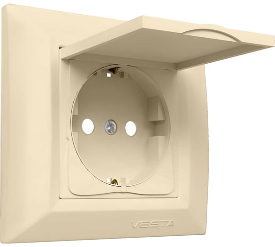 Изображение товара Розетка Metronex Electric Roma Кремовый одинарная с заземлением с крышкой FRZ00010107MLK
