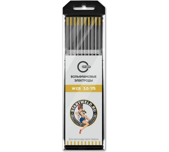 Изображение товара Вольфрамовые электроды WL 15 3х175 мм, золотые, 10 шт Start WL1530175U