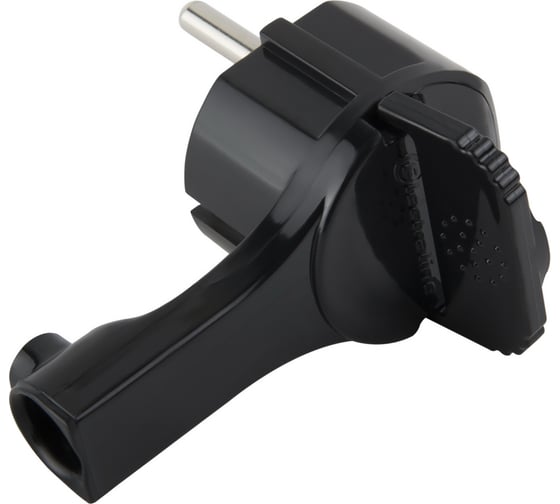 Изображение товара Угловая плоская вилка за шкаф с/з, 16А, черная, FLAT PLUG Electraline 55045