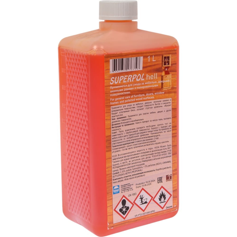 Очиститель SUPERPOL HELL (1 л; светлый) для мебели из дерева Pramol 4509.201