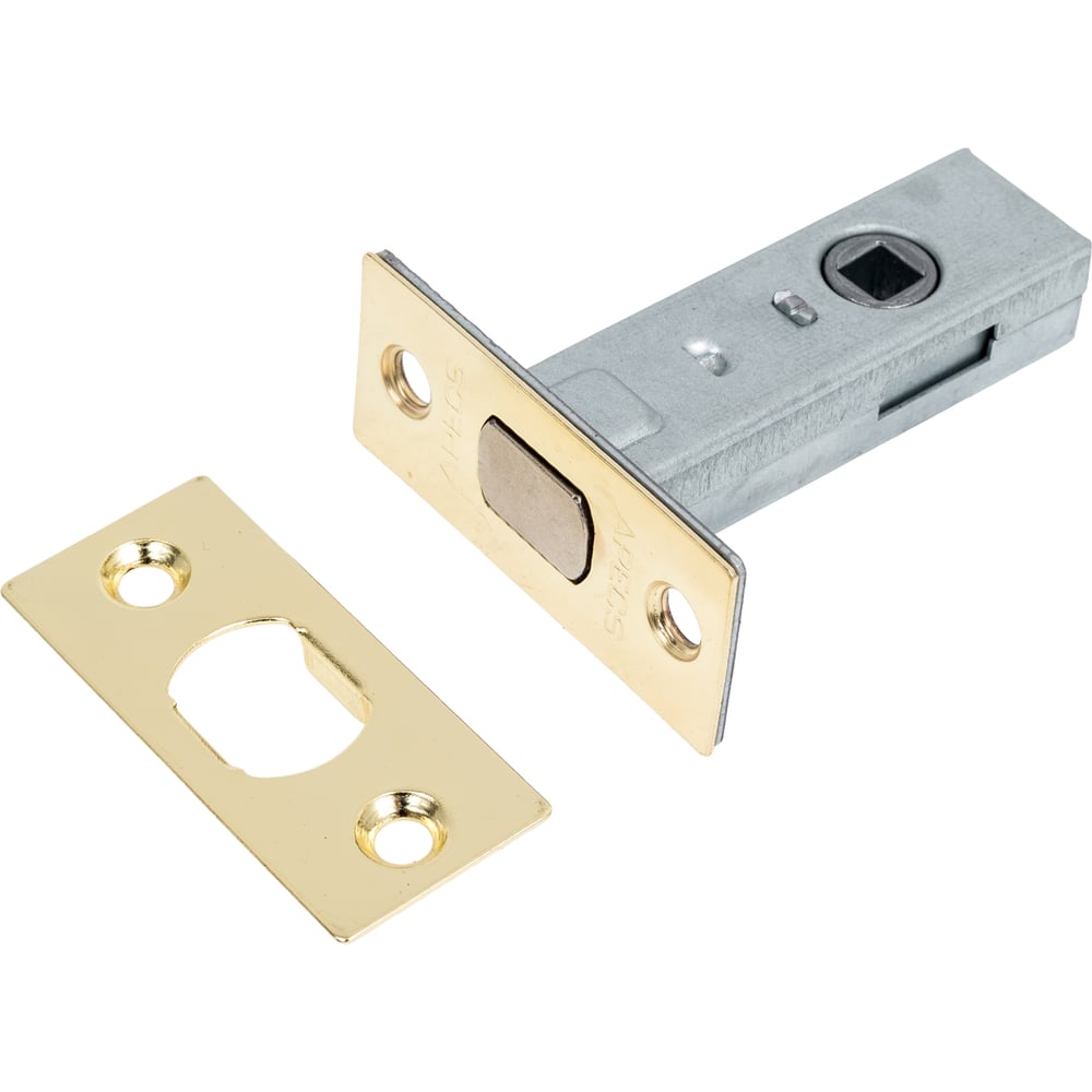 Изображение товара Дверная задвижка APECS L-0126-G для межкомнатных дверей, оцинкованная сталь, золотистая