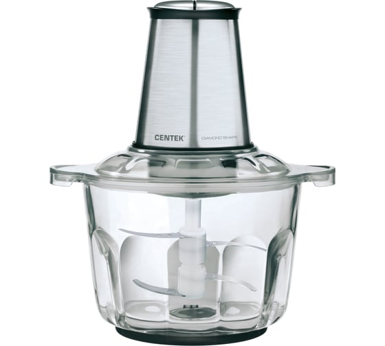Изображение товара Чоппер Centek сталь 600 Вт 2 скорости, стеклянная чаша 2.0 л, разборные ножи, 4 лезвия CT-1395