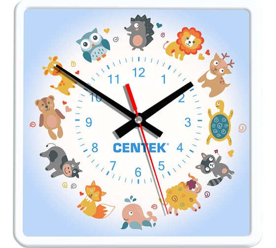 Изображение товара Настенные часы Centek дети 25x25 см, квадрат, шаговый ход, кварцевый механизм CT-7103 Kids