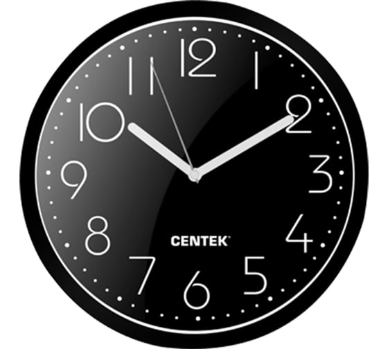 Изображение товара Настенные часы Centek черный диаметр 23 см, круг, шаговый ход, кварцевый механизм CT-7105 Black