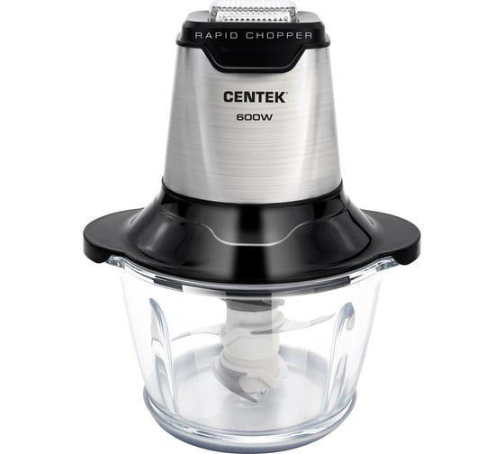 Изображение товара Чоппер Centek сталь 600 Вт 6 лезвий, стеклянная чаша 1.2 л, разборные ножи CT-1392
