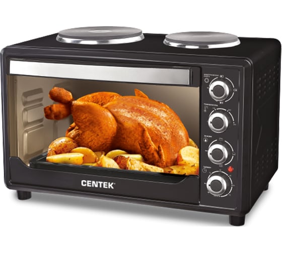 Изображение товара Жарочный шкаф Centek черный 36 л 1600 Вт, плита на 2 конфорки, 4 режима CT-1530-36 PLATE