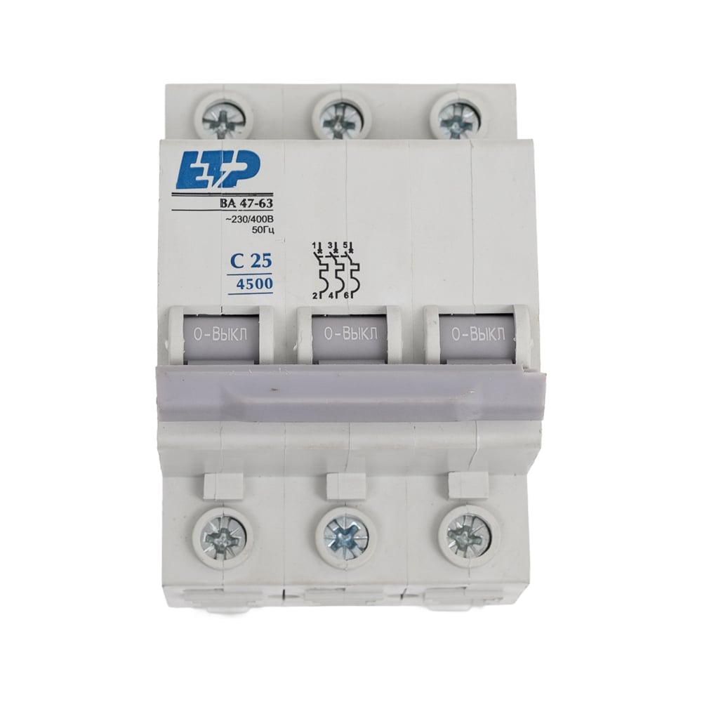 Изображение товара Автоматический выключатель ETP 3P 25А тип C 4,5 кА для защиты электросетей