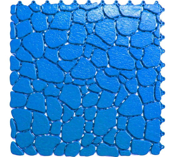 Изображение товара Антискользящий модульный коврик для ванной ПластФактор Sensor Aqua Stone, набор из 12 модулей, цвет синий 4630027113030