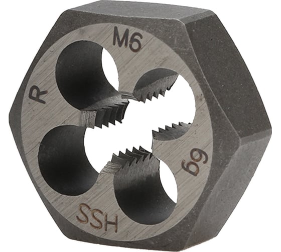 Изображение товара Плашка RUKO 6-граней, M6, Шаг 1.0, HSS, 18x7мм 267060