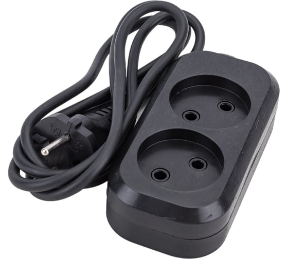 Изображение товара Сетевой удлинитель МПП УДЛИНИТЕЛЬ У-2-1,5, 1300 Вт, 6А, 2гнезда, 1,5 м, без заземления, черный, ПВС, 2x0,75 999000000003302