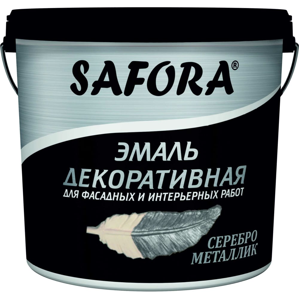 Декоративная акриловая краска SAFORA акрил ладога 46 мл металлик серебро