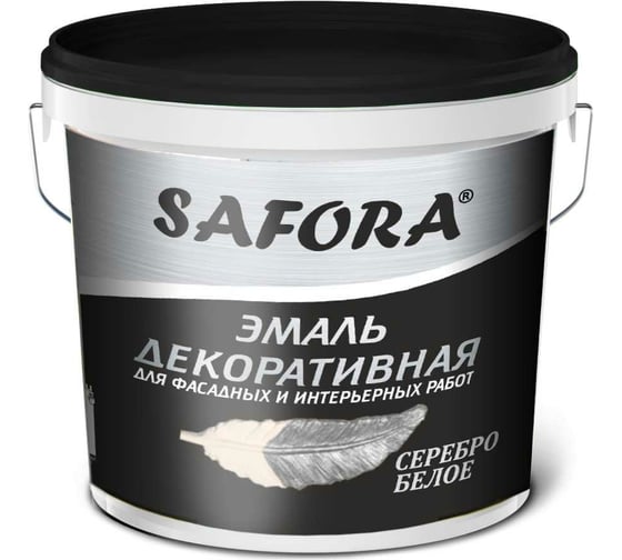 Изображение товара Декоративная акриловая эмаль SAFORA перламутровая, серебро 800 г ЭМ100/2