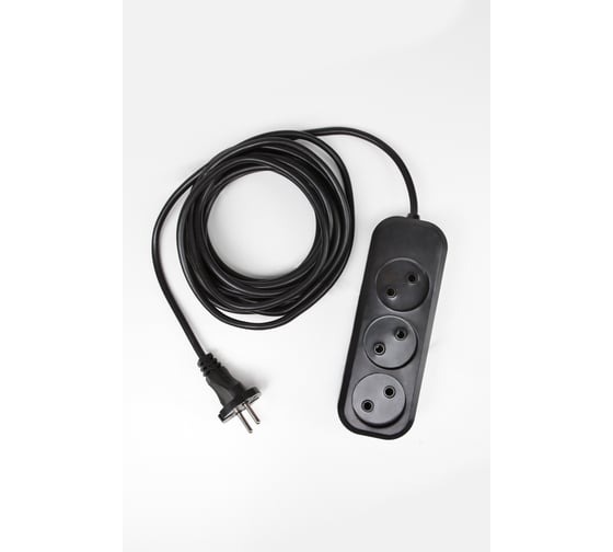 Изображение товара Сетевой удлинитель МПП УДЛИНИТЕЛЬ У-3-1,5, 1300 Вт, 6А, 3гнезда, 1,5 м, без заземления, черный, ПВС, 2x0,75 999000000003602