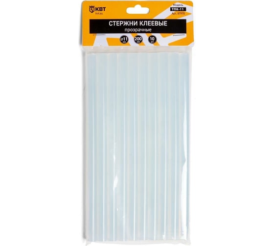 Изображение товара Стержни клеевые ТПК-11 11х200 мм, прозрачные, 10 шт КВТ 87970