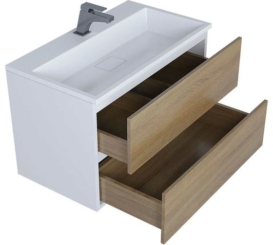 Изображение товара Подвесная тумба под раковину для ванной uperwood Barsa_70 см, подвесная, белая/дуб сонома 2930205156