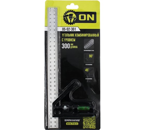 Изображение товара Регулируемый угольник с уровнем ON 300мм 05-02-301