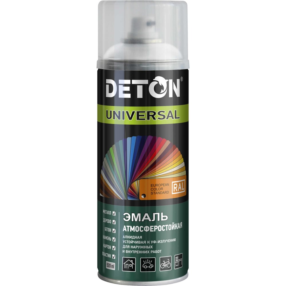 Изображение товара Эмаль DETON алкидная глянцевая белая аэрозоль 650 мл