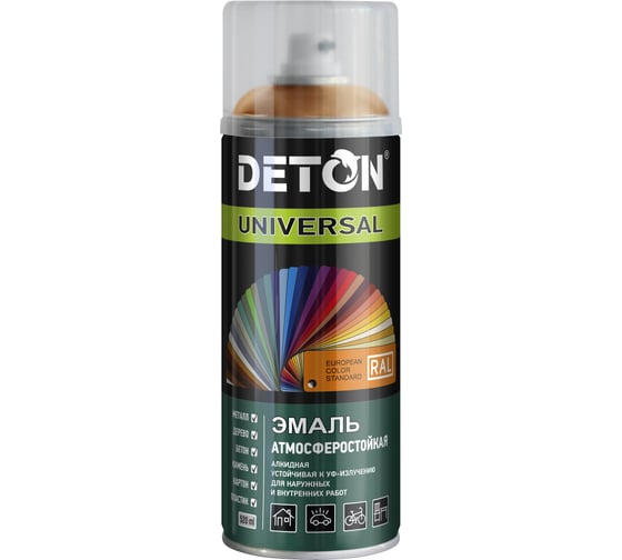 Изображение товара Эмаль DETON алкидная, атмосферостойкая, охра, RAL 8023, аэрозоль 520 мл DTN-A70883