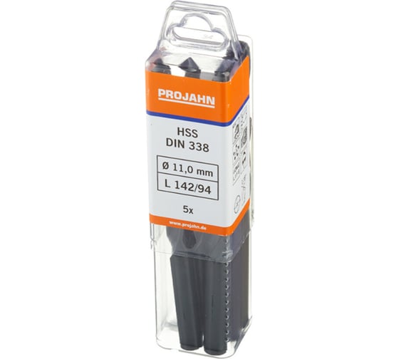 Изображение товара Спиральное сверло PROJAHN по металлу 11 мм, HSS, 5D, 118°, h8, DIN 338, Тип N ECO (упаковка 5шт) 11100