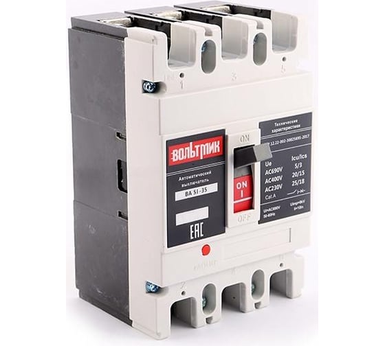 Изображение товара Автоматический выключатель ВТМ ВА51-35М2 341815 250 А 2500 690 АС НР230 АС/220 DC 20 УХЛ3 ВТМ00041584