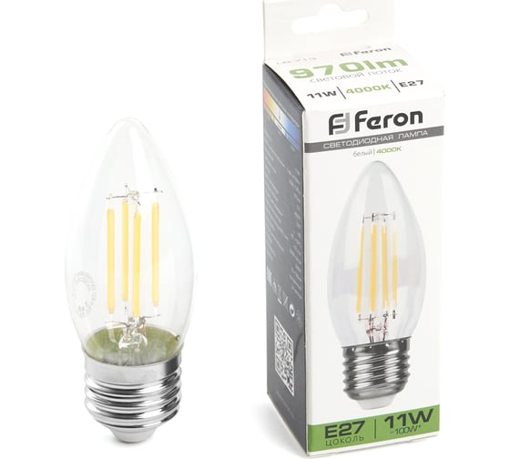 Изображение товара Светодиодная лампа FERON LB-713 Свеча E27 11W 4000K, 38273