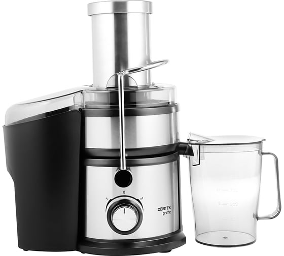 Изображение товара Соковыжималка Centek черный, сталь 1500 Вт, 2 скорости, стакан 1100 мл, горловина 85 мм CT-1214