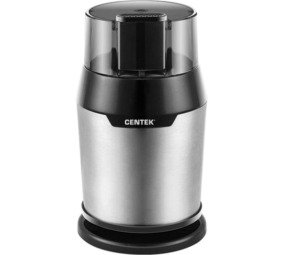 Изображение товара Кофемолка Centek сталь 200 Вт, 60гр, стальной стакан, стальная чаша, прозрачная крышка CT-1362