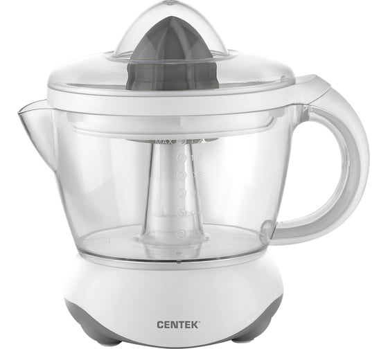 Изображение товара Соковыжималка для цитрусовых Centek 1.2 л, 40 Вт, прозрачный корпус, съёмный кувшин, 2 насадки CT-1232